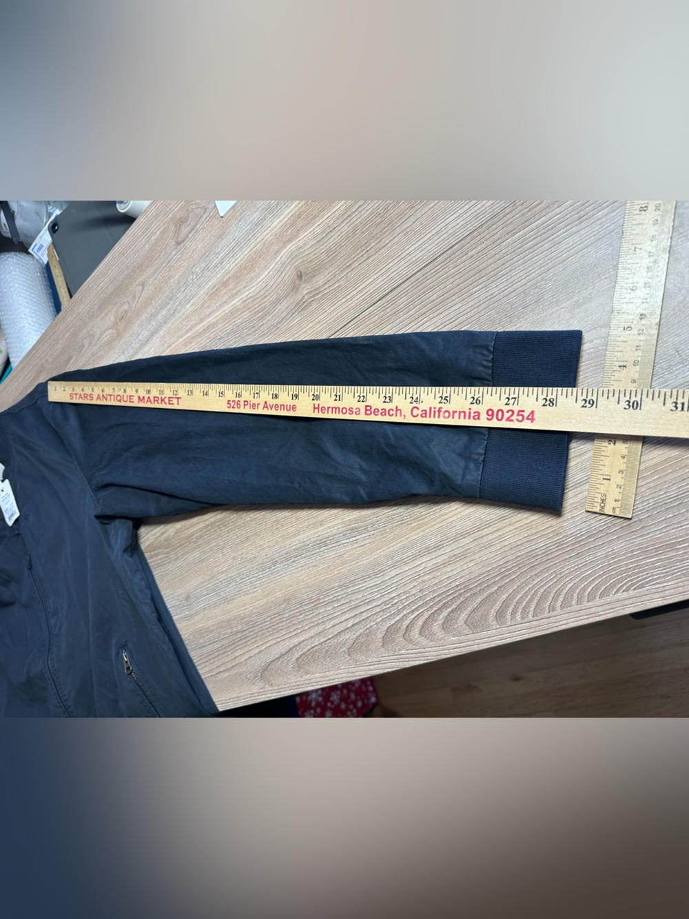 MARINE LAYER dry wax bomber jacket in blue/black - Picture 12 of 16